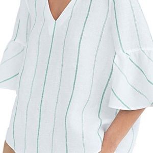 Massimo Duitti Striped Linen Top